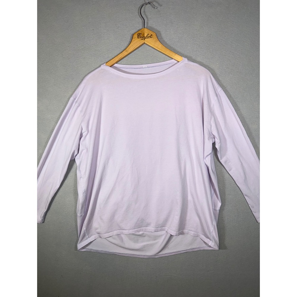 Lululemon Back in Action Purple Long Sleeve Relaxed Fit Yoga Top Boat Neck Boxy